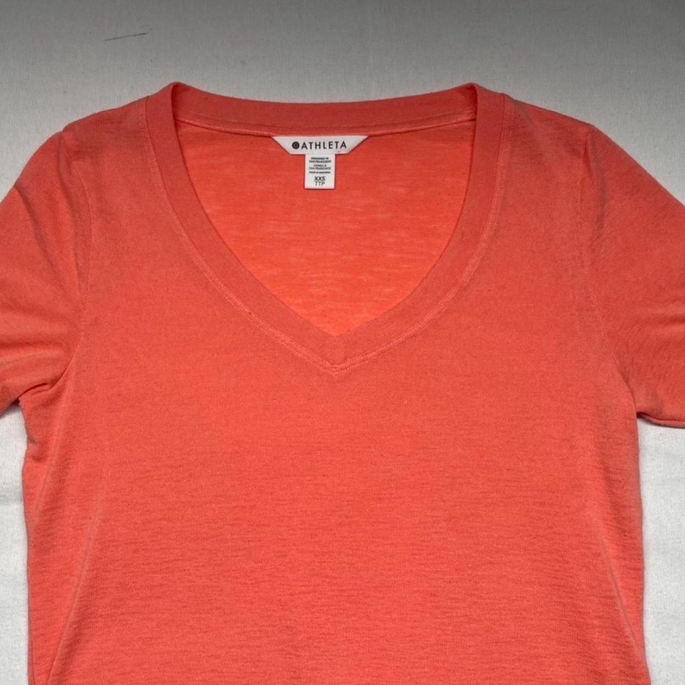 Athleta Women's Vibrant Coral V-Neck Tee
